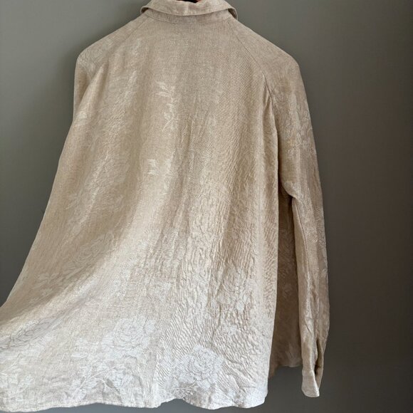 Ecru Linen + Silk Flouncy Blouse - Picture 6 of 11